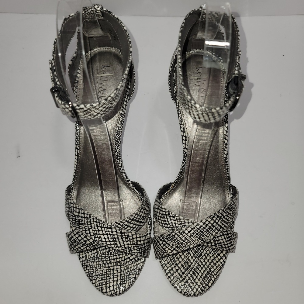 Kelly & Katie Black & White Strappy Heels 8.5 Wedding Guest Cocktail Office Chic - Picture 9 of 11